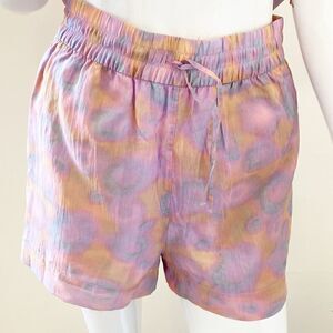 & Other Stories Pastel Watercolor Print Elastic Drawstring Waist Shorts Size 0